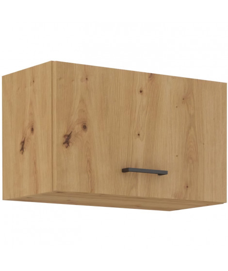 Meuble haut hotte - MODENA - 60 cm - Chene artisan et noir mat - CUISINIER