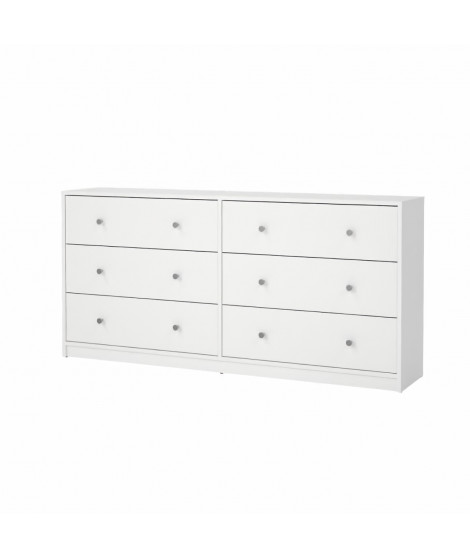 Commode OREGON 2x 3 tiroirs - Décor blanc - L 143 x P 30 x H 68 cm - TVILUM