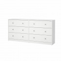 Commode OREGON 2x 3 tiroirs - Décor blanc - L 143 x P 30 x H 68 cm - TVILUM