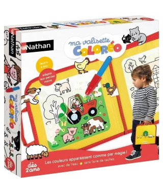 Jeu créatif - NATHAN - MA VALISETTE COLOREO - Coloriage magique a l'eau - Portable, sans taches - Feutre a eau