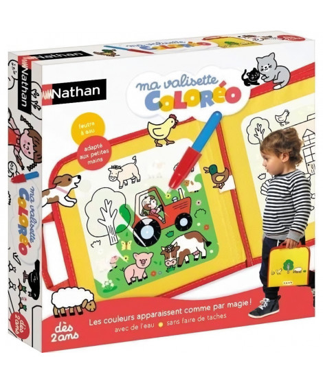 Jeu créatif - NATHAN - MA VALISETTE COLOREO - Coloriage magique a l'eau - Portable, sans taches - Feutre a eau