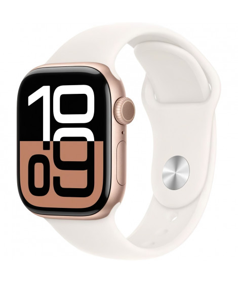 Apple Watch Series 10 GPS - 42mm - Boîtier Rose Gold Aluminium - Bracelet Light Blush Sport Band - M/L