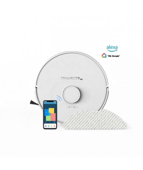 ROWENTA Aspirateur Robot Laveur, Navigation laser ultraprécise, Réglages personnalisés, X-Plorer RR8567WH