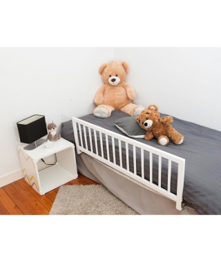 Barriere de lit - NIDALYS - 90 cm - Bois - Blanc - Norme BS - PEFC