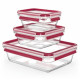 TEFAL Masterseal Fresh Lot 3 Boîtes de conservation, Verre, 0,45L / 0,8L / 2L, Conservation, Empilable, Compatible four N1050910
