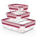 TEFAL Masterseal Fresh Lot 3 Boîtes de conservation, Verre, 0,45L / 0,8L / 2L, Conservation, Empilable, Compatible four N1050910