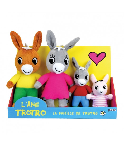 Coffret Peluche Trotro et Famille +/- 15 cm - JEMINI - Trotro, sa maman, son papa et sa petite soeur.