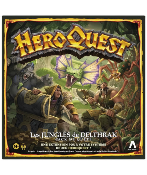 HeroQuest, pack de quete Les jungles de Delthrak, jeux de rôle pour 2 a 5 joueurs, des 14 ans, systeme de jeu HeroQuest requis