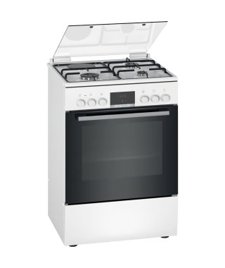 Cuisiniere mixte - BOSCH SER4 - HXR39AG20 - 4 foyers - Four 66 L - 4.3 kW - Classe A - 60 cm
