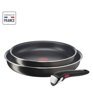 TEFAL INGENIO Easy Plus Poeles 24/28cm + poignée, Non induction, Antiadhésif, Compatible Lave-vaisselle, Fabriqué en France L…