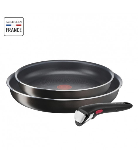 TEFAL INGENIO Easy Plus Poeles 24/28cm + poignée, Non induction, Antiadhésif, Compatible Lave-vaisselle, Fabriqué en France L…