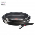TEFAL INGENIO Easy Plus Poeles 24/28cm + poignée, Non induction, Antiadhésif, Compatible Lave-vaisselle, Fabriqué en France L…