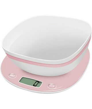 Balance de cuisine électronique - TERRAILLON - Macaron Rose + Bol - Capacité 5 kg - Graduation 1 g - Conversion liquides