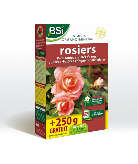 Engrais pour Bio Rosiers - BSI - Floraison éclatante - Action kongue duree - 12,5 m²