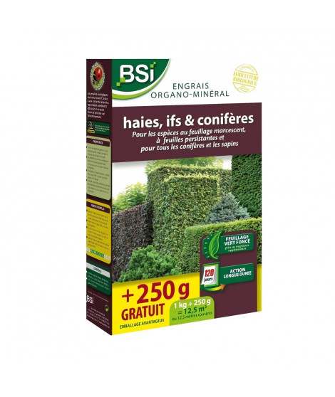Engrais pour Bio Haie/If/Conifere - BSI - Feuillage vert fonçé - Action longue duree - 12,5 m²