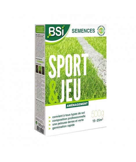 Semences de gazon - BSI - Sport & jeu - Avec enrobage protecteur - Haute qualité - jusqu'a 25 m² - 500g