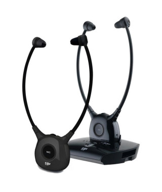 Casques sans fil TV/HIFI - CGV - DOLFIN ONYX DUO - Assistant auditif - Micro intégré - Poids plume