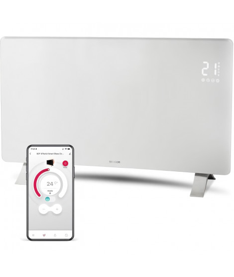 Radiateur intelligent Wi-Fi en verre - SENCOR - SCF 4740WH - 2400 W - 2 niveaux - Thermostat - Blanc
