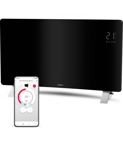 Radiateur intelligent Wi-Fi en verre - SENCOR - SCF 4741BK - 2400 W - 2 niveaux - Thermostat - Noir