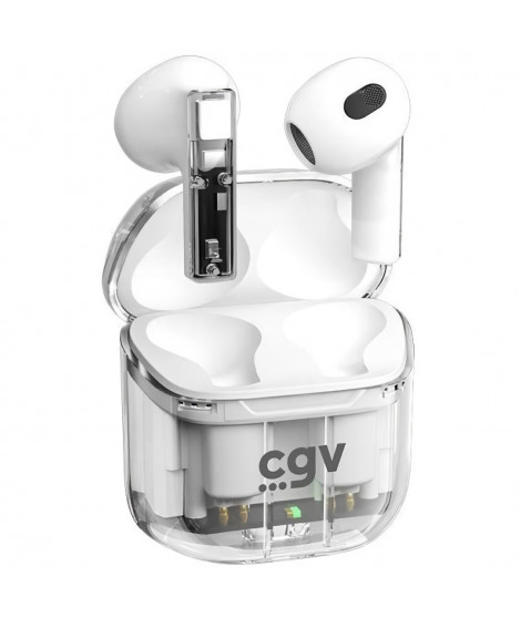 Écouteurs sans fil Bluetooth - CGV - URBAN GHOST (Blanc) - Autonomie 30h - Contrôle tactile - TWS