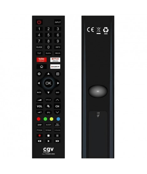 Télécommande de remplacement - CGV - FIDELIO Hisense - Pour téléviseurs Hisense - Sans programmation - Prete a l'emploi