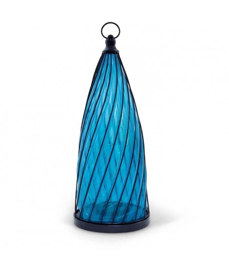 Lanterne solaire - GARDEN ID Blue Dome - Ø17 H40 cm - Autonomie 6-8h -Bouton on/off - Pile AA rechargeable.
