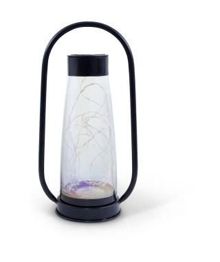 Lanterne solaire - GARDEN ID Noir - Ø18 H34 cm - Batterie AAA - Autonomie 6-8h - Poignée pratique.