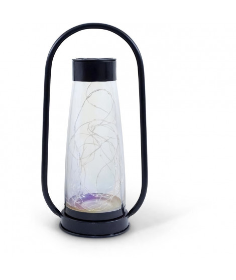 Lanterne solaire - GARDEN ID Noir - Ø18 H34 cm - Batterie AAA - Autonomie 6-8h - Poignée pratique.