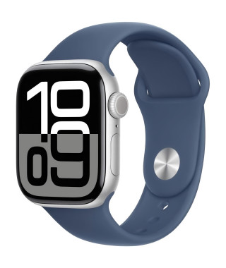 Apple Watch Series 10 GPS + Cellular - 42mm - Boîtier Silver Aluminium - Bracelet Denim Sport Band - S/M