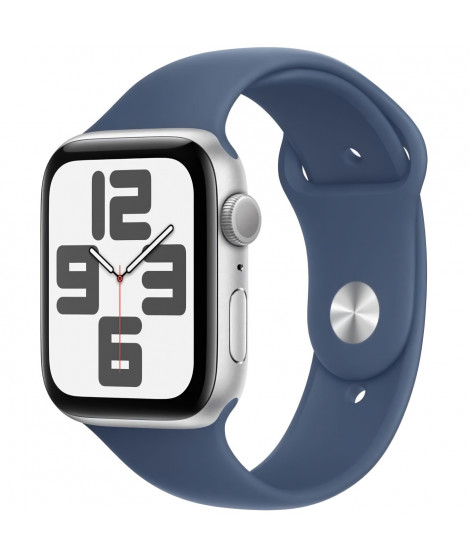 Apple Watch SE GPS - 44mm - Boîtier Silver Aluminium - Bracelet Denim Sport Band - M/L