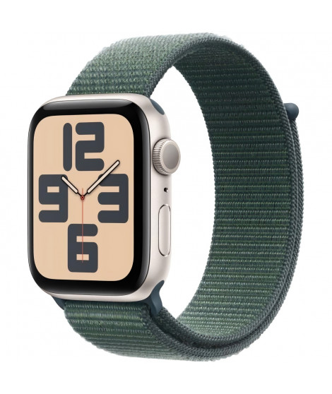 Apple Watch SE GPS - 44mm - Boîtier Starlight Aluminium - Bracelet Lake Green Sport Loop