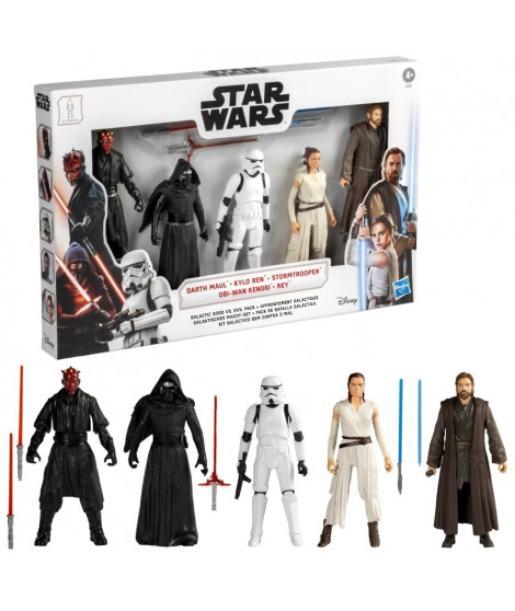 Star Wars pack de 5 figurines de 15 cm Affrontement galactique avec 5 accessoires, jouets pour enfants, a partir de 4 ans