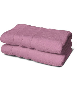 Lot de 2 serviettes - LOVELY HOME - 2 Draps de douche 70 x 140 cm - Rose