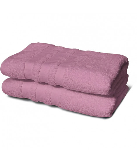 Lot de 2 serviettes - LOVELY HOME - 2 Draps de douche 70 x 140 cm - Rose