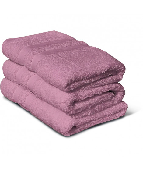 Lot de 3 serviettes - LOVELY HOME - 3 Serviettes 50 x 100 cm - Rose