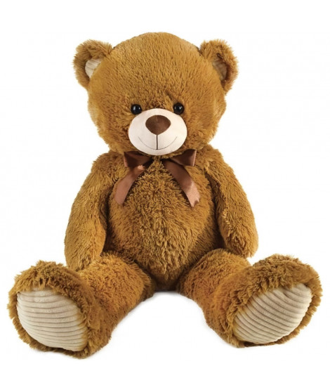 Ours en Peluche Marron avec Noeud +/- 100 cm - PLANET PLUCH - Magnifique ours de 1 metre en peluche douce.