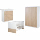 Chambre bébé complete - Lit évolutif 70 X 140 cm + Commode a langer + Armoire 3 portes - ROBA - Bicolore blanc / décor chene …