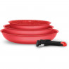 Batterie de cuisine - ARTHUR MARTIN - AMR37 - Set de 3 poeles - 20-24-28 cm + 1 poignée amovible - Tous feux dont induction