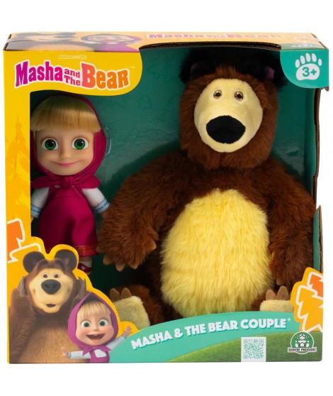 Coffret poupée et peluche - MASHA AND THE BEAR - Masha 12 cm et Michka 20 cm - a partir de 3 ans - MHA21
