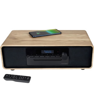 Micro-chaîne Bluetooth - THOMSON - Bois/Noir - Radio FM/DAB+/CD/MP3/USB/Induction, 75W, Affichage LCD, Télécommande, Alim. 230V