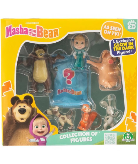 Figurines - MASHA AND THE BEAR - Coffret 7 figurines avec 1 surprise - Taille 5-7 cm - a partir de 3 ans - MHA31