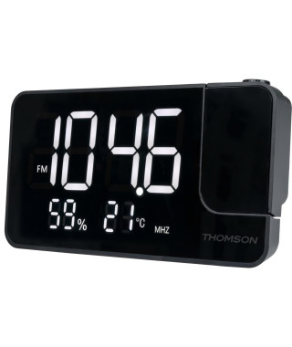 Radio-réveil projecteur - THOMSON - Noir - Radio FM, Température, Humidité, Double alarme, USB-C, Alim. 230V
