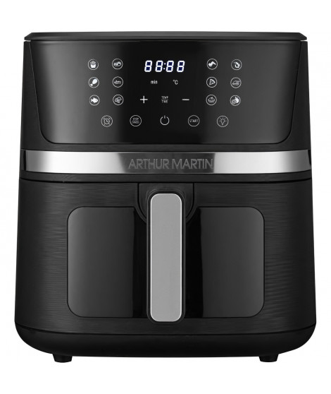 Friteuse sans huile  ARTHUR MARTIN - Airfryer 6,6 L- 1600 W - Ecran tactile - 7 pré-réglages - Noir