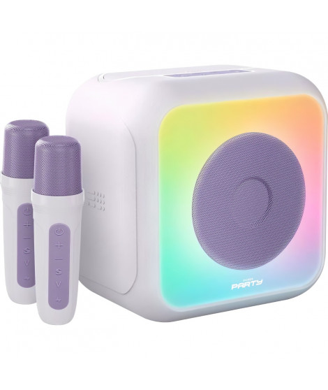 Enceinte karaoké lumineuse - BIGBEN - Lavande - Bluetooth, 30W, 2 micros sans fil USB-C, Égaliseur, Batterie Li-on