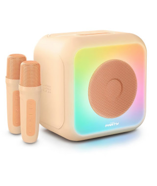 Enceinte karaoké lumineuse - BIGBEN - Peche - Bluetooth, 30W, 2 micros sans fil USB-C, Égaliseur, Batterie Li-on