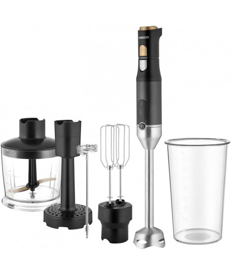 Mixeur plongeant 6 en 1 - SENCOR - SHB 6442BK - 1200 W - Technologie TITANIUM QuadBlade - Noir