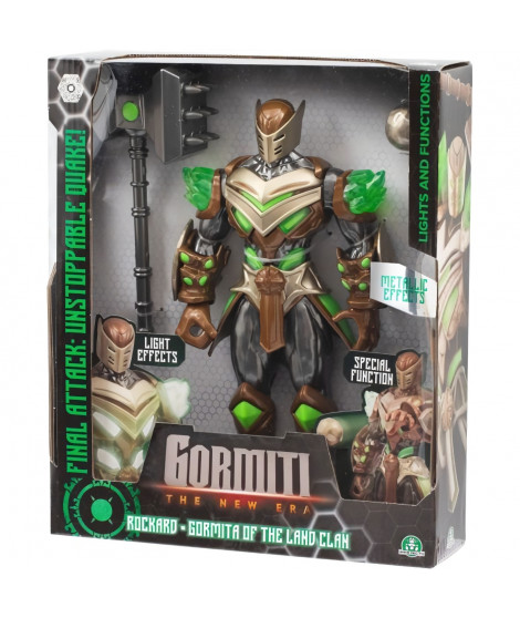 Figurine articulée - GORMITI - Gormiti avec attaque lumineuse Terre - Rockard - 27 cm - a partir de 4 ans - GRV074