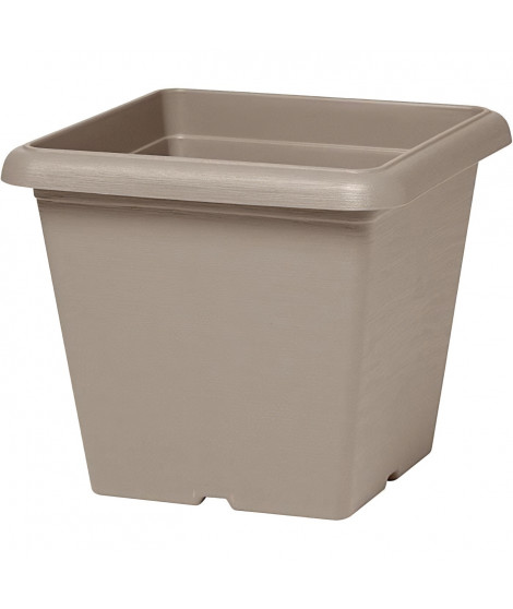 Pot de fleurs carré - GARDEN ID - Teramo Taupe - 40 x 35 cm - Résistant aux Rayures - Effet Pierre - Avec Trous