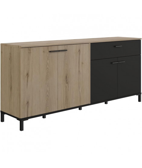 Enfilade - TRUST - Chene / Noir - 4 portes - 1 tiroir - GAMI