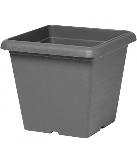 Pot de fleurs carré - GARDEN ID - Teramo noir-anthracite - 40 x 35 cm - Résistant aux Rayures - Effet Pierre - Avec Trous